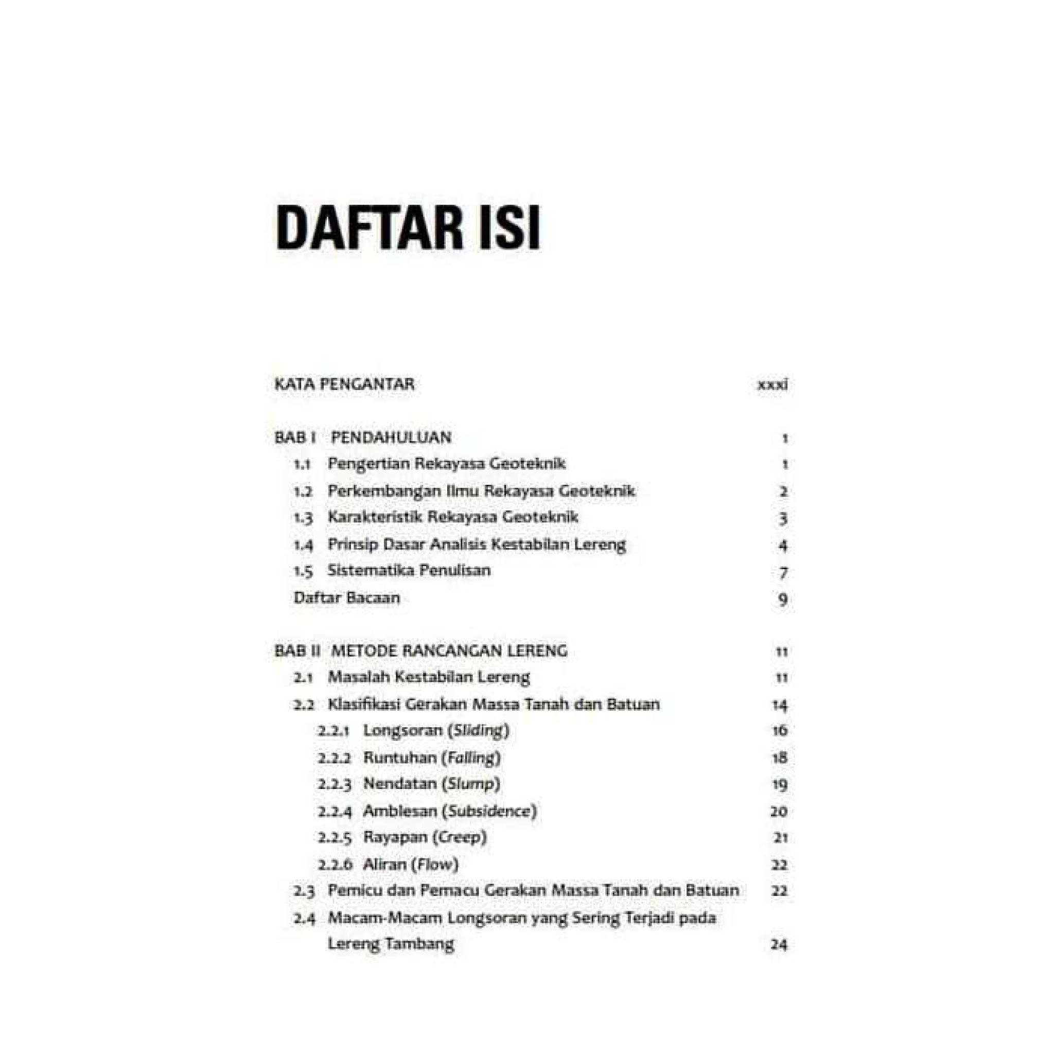 Daftar Isi Buku Geoteknik Tambang | Pekerja Tambang