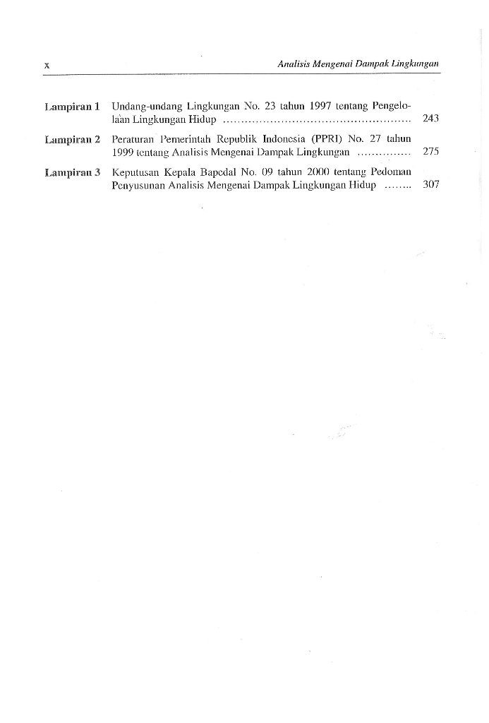 Daftar Isi Buku Lingkungan Analisis Mengenai Dampak Lingkungan F. Gunarwan Suratmo UGM Press