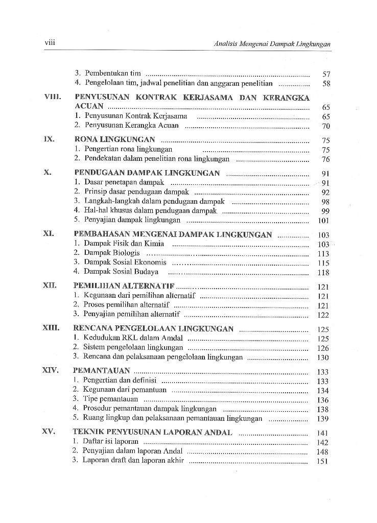 Daftar Isi Buku Lingkungan - Analisis Mengenai Dampak Lingkungan F. Gunarwan Suratmo UGM Press