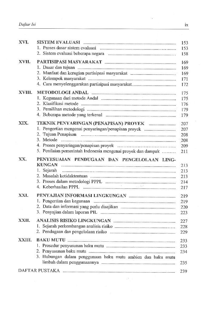 Daftar Isi Buku Original Lingkungan Analisis Mengenai Dampak Lingkungan F. Gunarwan Suratmo UGM Press