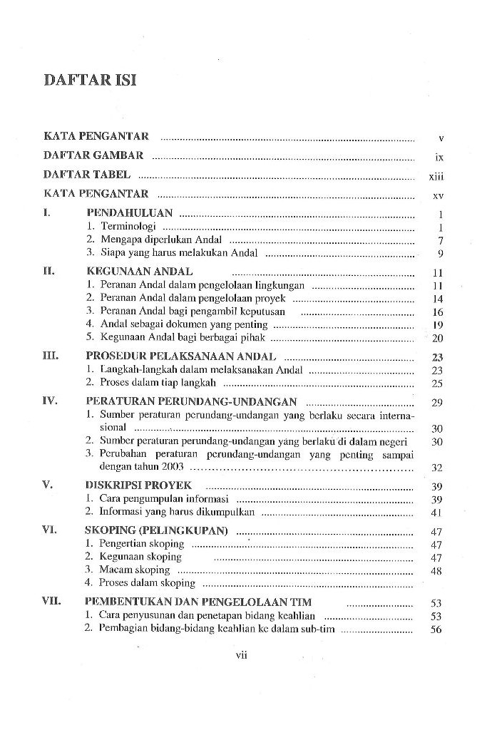 Daftar Isi Buku Original Lingkungan - Analisis Mengenai Dampak Lingkungan F. Gunarwan Suratmo UGM Press