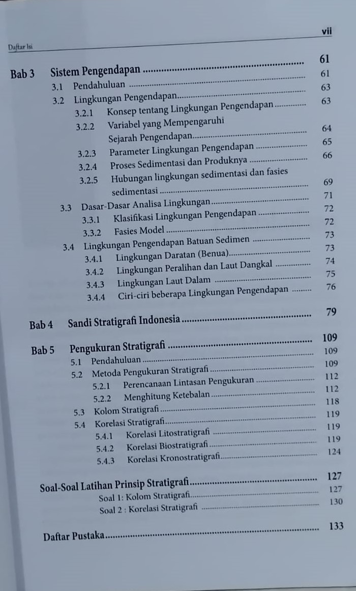 Daftar Isi Prinsip - Prinsip Stratigrafi Ir.Jauhari Noor, Penerbit Khalifah Mediatama